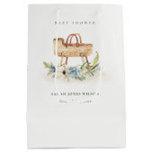 Boho Nursery Blue Floral Bassinet Baby shower Medium Cadeauzakje (Achterkant)