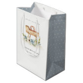 Boho Nursery Blue Floral Bassinet Baby shower Medium Cadeauzakje (Achterkant Gekanteld)