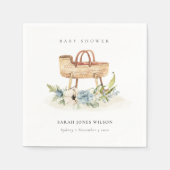 Boho Nursery Blue Floral Bassinet Baby shower Servet (Voorkant)