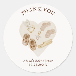Boho Nursery Chic Baby shower Dank je wel Ronde Sticker