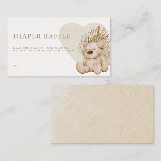 Boho Nursery Chic Baby shower Diaper Raffle Enclos Informatiekaartje (Voorkant / Achterkant)