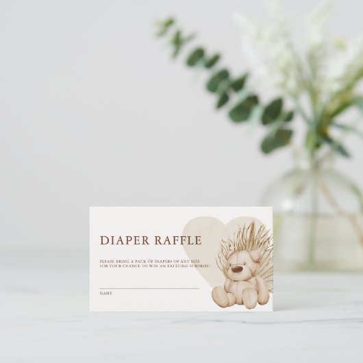 Boho Nursery Chic Baby shower Diaper Raffle Informatiekaartje (Staand voorkant)