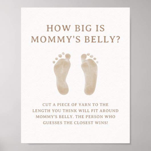 Boho Nursery Chic Baby Shower Hoe Groot Game Poster (Voorkant)