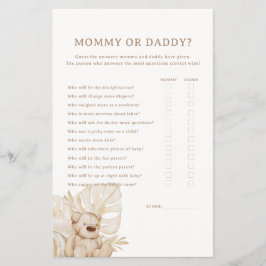 Boho Nursery Chic Baby shower Mam of Dad Game Flyer