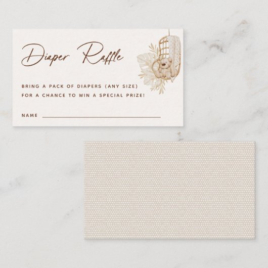 Boho Nursery Diaper Raffle Enclosure Kaart Plaatskaartje (Voorkant / Achterkant)