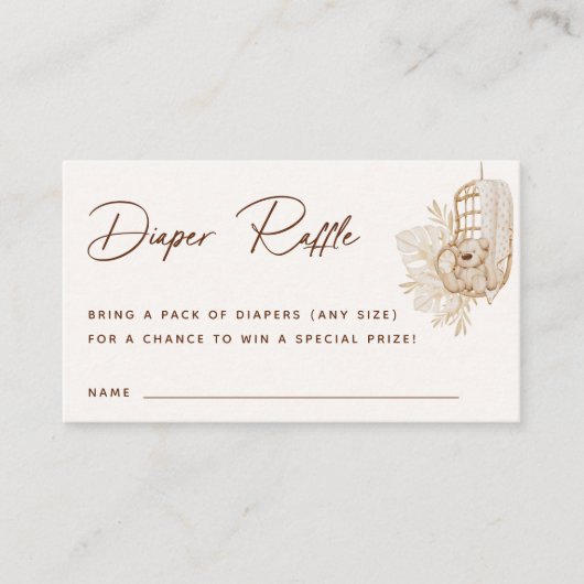 Boho Nursery Diaper Raffle Enclosure Kaart Plaatskaartje (Voorkant)