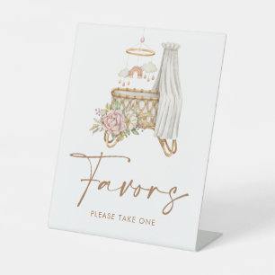 Boho Nursery Floral Bassinet Baby shower Favors Reclamebord Met Voetstuk