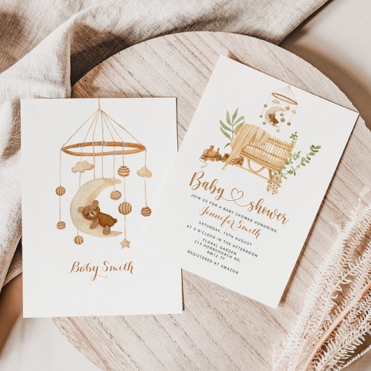 Boho nursery mobile baby shower kaart