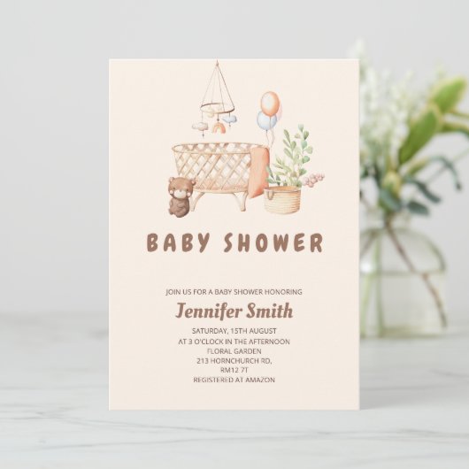 Boho nursery mobile baby shower kaart (Staand voorkant)