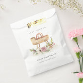 Boho Nursery Pink Floral Bassinet Baby shower Bedankzakje (Gezegeld)