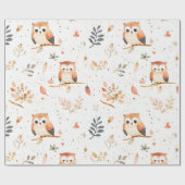 Boho Nursery Uilen Cadeaupapier (Vlak)