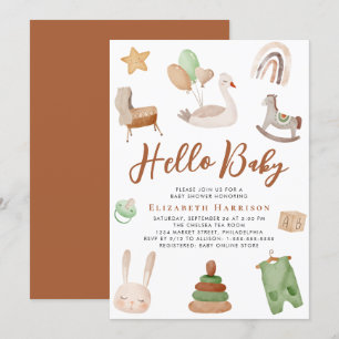 Boho Nursery Waterverf Terracotta Baby shower Kaart