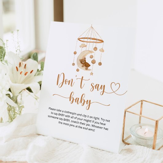 Boho nursery Zeg geen baby Pedestal Sign Reclamebord Met Voetstuk