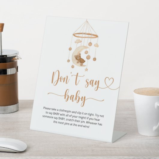 Boho nursery Zeg geen baby Pedestal Sign Reclamebord Met Voetstuk (Insitu)