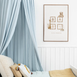 Boho Nursing Neutral Wood Block Letters Poster