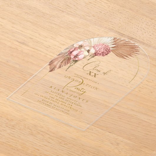 Boho Oasis Afstuderen ID965 Acryl Uitnodigingen (Laagn)