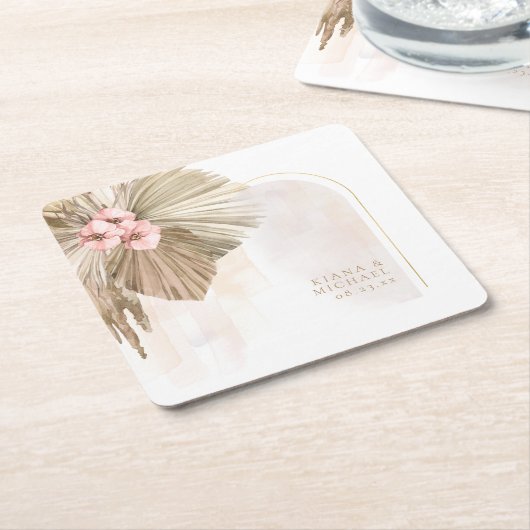 Boho Oasis Floral Arch Wedding ID959 Kartonnen Onderzetters (Schuin)