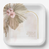 Boho Oasis Floral Arch Wedding ID959 Papieren Bordje (Voorkant)