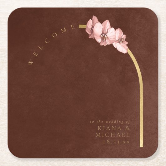 Boho Oasis Orchid Arch Wedding Welkom ID959 Kartonnen Onderzetters (Voorkant)