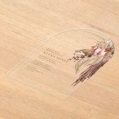 Boho Oasis Trouw Bloem Bruids Bruiloft ID959 Acryl Uitnodigingen (Laagn)