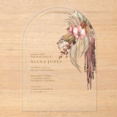 Boho Oasis Trouw Bloem Bruids Bruiloft ID959 Acryl Uitnodigingen (Voorkant)