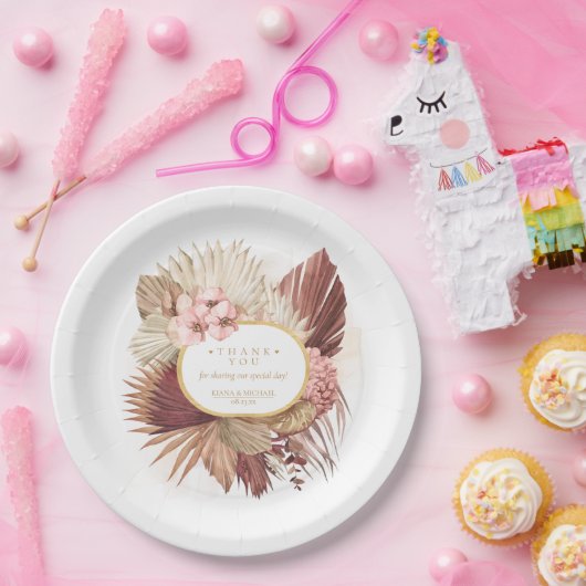 Boho Oasis Trouw Bloemen Bedankt V2 ID959 Papieren Bordje (Feest)