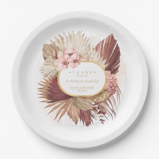 Boho Oasis Trouw Bloemen Bedankt V2 ID959 Papieren Bordje (Voorkant)