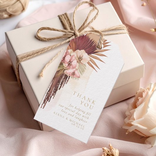 Boho Oasis Trouw Bloemstuk Bedankt ID959 Cadeaulabel