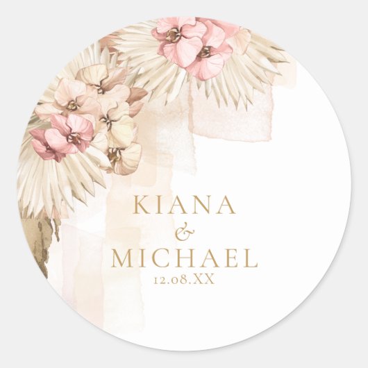 Boho Oasis Trouwbloemen ID959 Ronde Sticker (Voorkant)