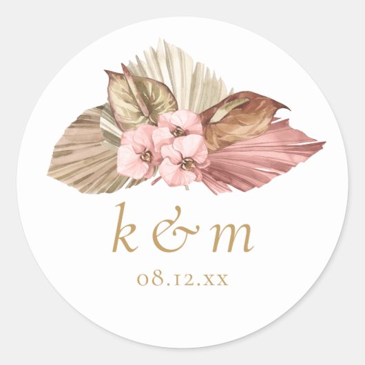 Boho Oasis Trouwbloemen ID959 Ronde Sticker (Voorkant)