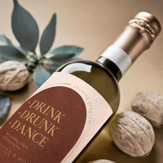 Boho Oasis Trouwdrank Gedronken Dans V1 ID959 Wijn Etiket