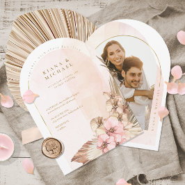 Boho Oasis Trouwfoto Sjabloon Boog ID959 Kaart