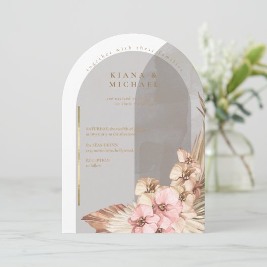 Boho Oasis Wedding Arch ID959 Kaart (Staand voorkant)