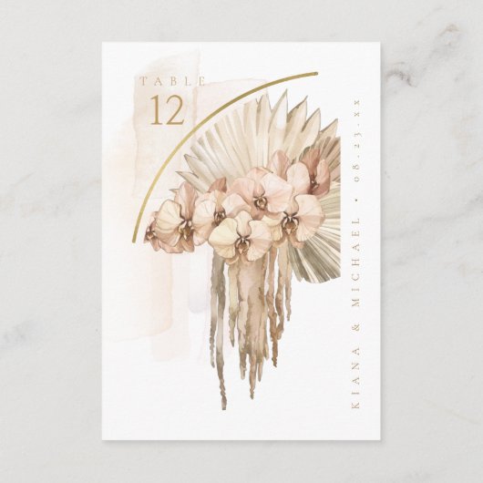 Boho Oasis Wedding Bouquet Table Number ID959 Kaart (Achterkant)