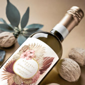 Boho Oasis Wedding Floral Dank je ID959 Wijn Etiket