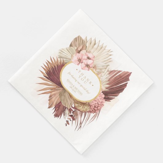 Boho Oasis Wedding Floral Dank je V2 ID959 Servet (Hoek)