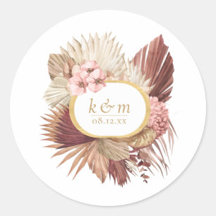 Boho Oasis Wedding Floral Lijst ID959 Ronde Sticker