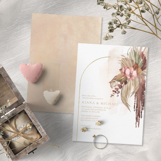 Boho Oasis Wedding Floral Rehearsal Dinner ID959 Kaart