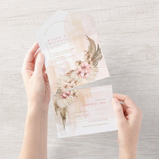 Boho Oasis Wedding ID959 All In One Uitnodiging (Afscheurbaar)