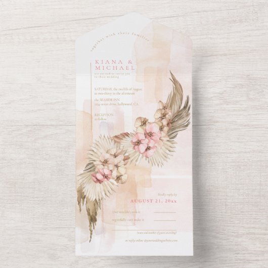 Boho Oasis Wedding ID959 All In One Uitnodiging (Binnen)