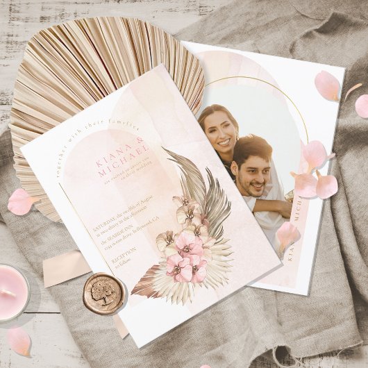 Boho Oasis Wedding Photo Template ID959 Kaart