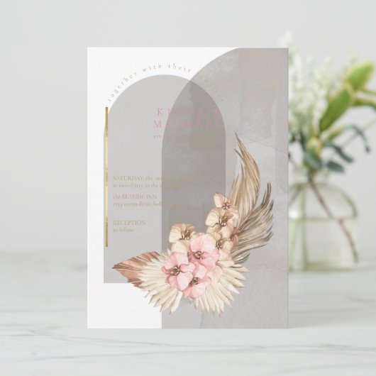 Boho Oasis Wedding Photo Template ID959 Kaart (Staand voorkant)