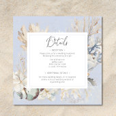 Boho Ocean Dusty Blue op het strand bruiloft Informatiekaartje