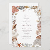Boho Ocean Seashells Coral Beach Couples Shower Kaart (Voorkant / Achterkant)