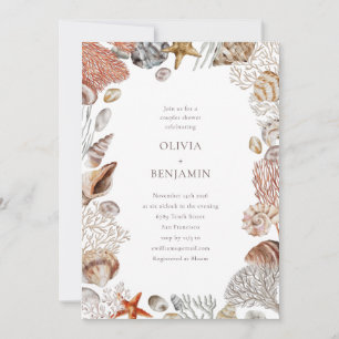 Boho Ocean Seashells Coral Beach Couples Shower Kaart