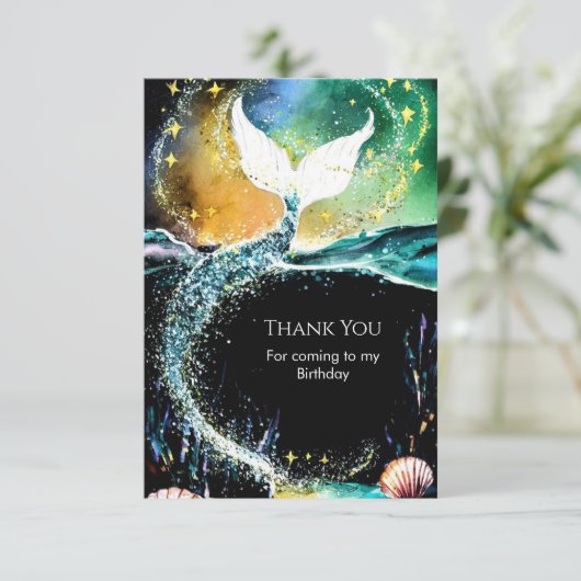 Boho Ocean Zeemeermin Verjaardag Bedankkaart (Staand voorkant)