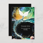 Boho Ocean Zeemeermin Verjaardag Bedankkaart (Voorkant / Achterkant)