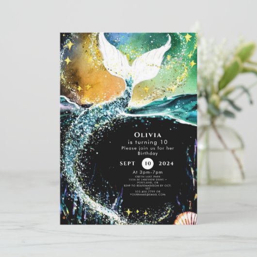 Boho Ocean Zeemeermin Verjaardag Kaart (Staand voorkant)