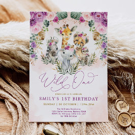 Boho Oerwoud Animals Wild 1 Girl 1 Birthday Kaart
