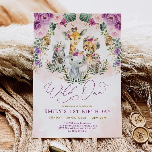 Boho Oerwoud Animals Wild 1 Girl 1 Birthday Kaart